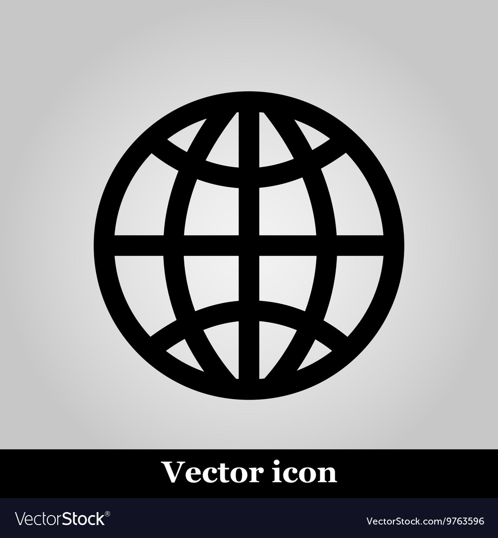 Globe icon on grey background Royalty Free Vector Image