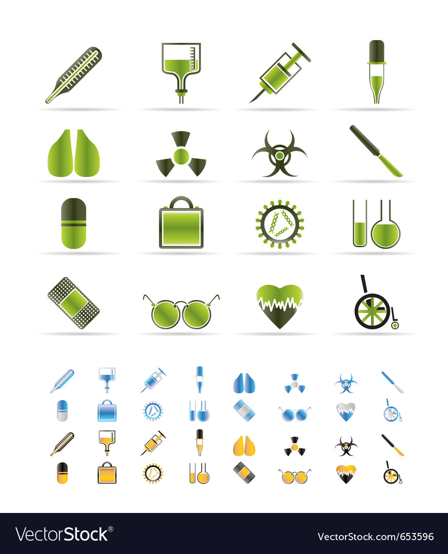 Medical themed icons and warning-sign