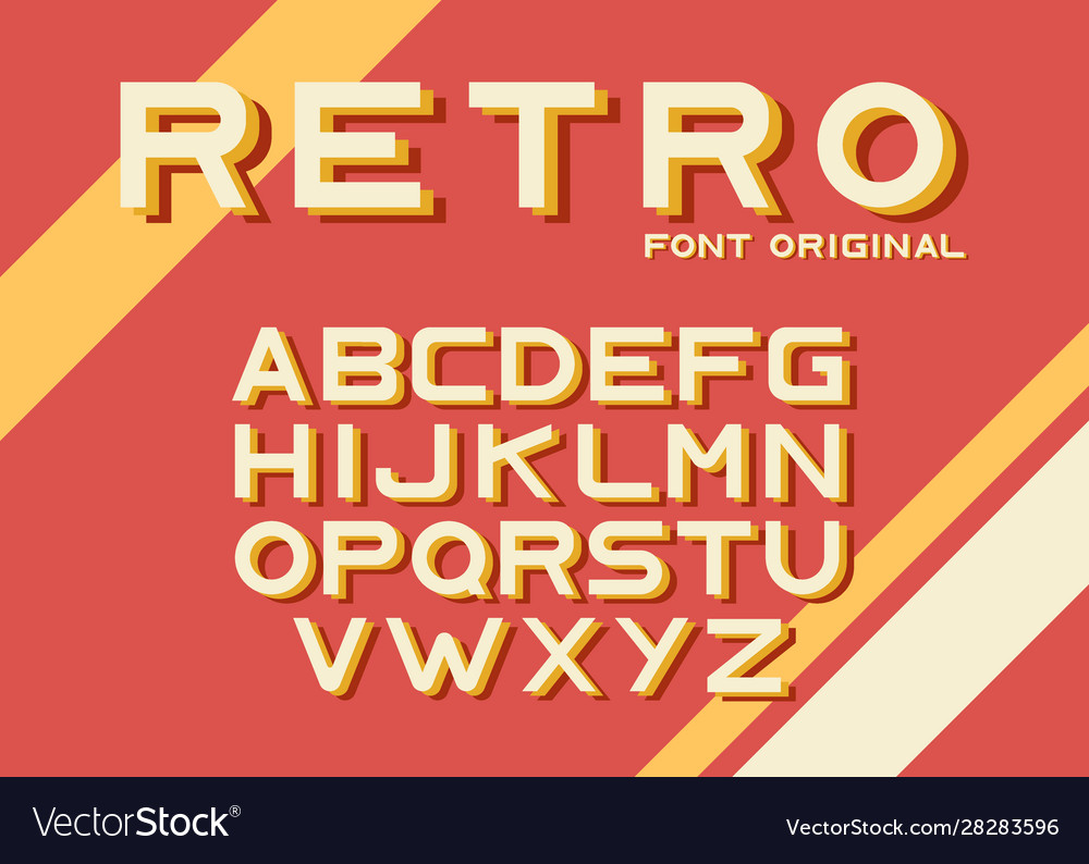 Original vintage retro font Royalty Free Vector Image