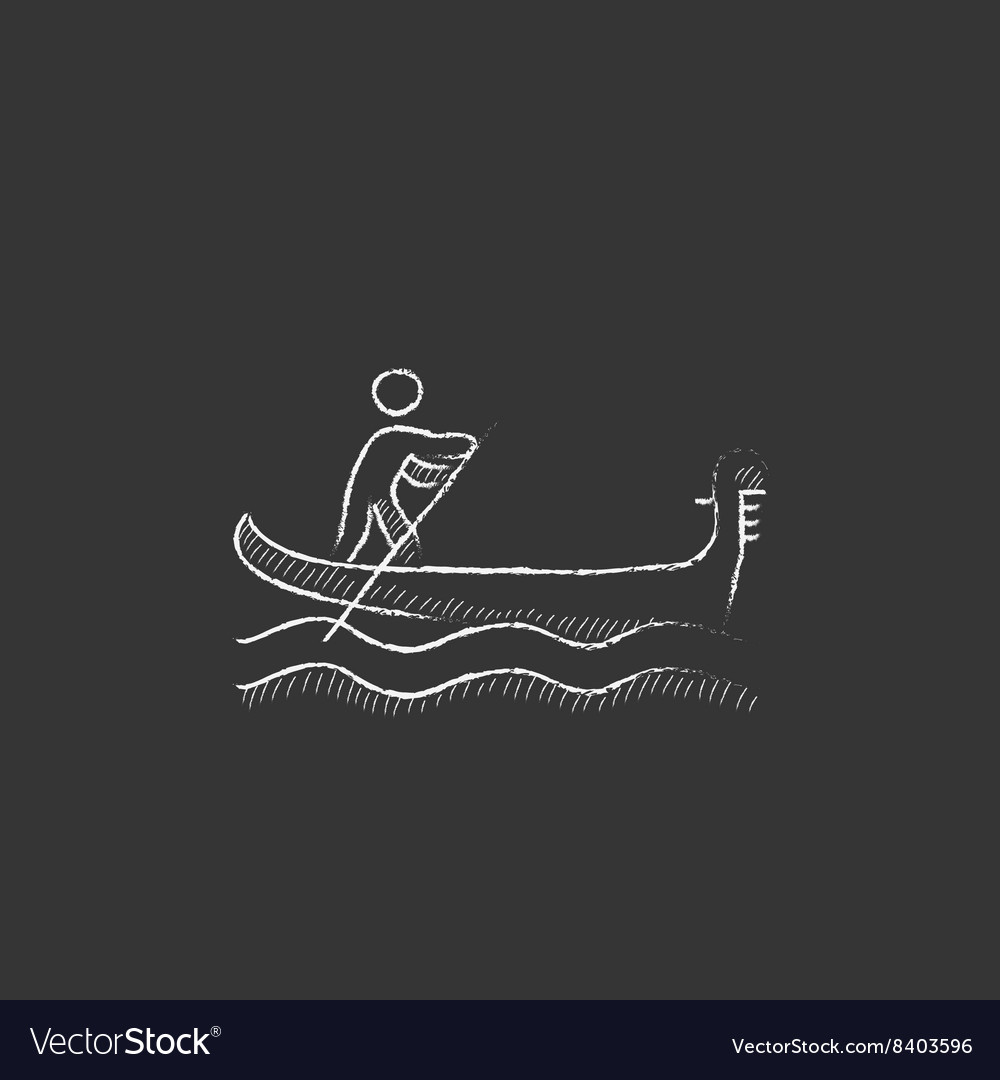 Sailor rowing boat drawn in chalk icon Royalty Free Vector