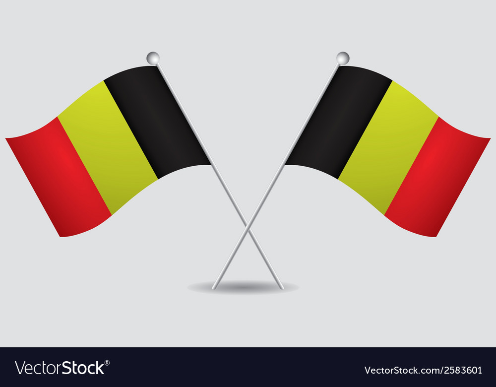 A pair flags belgium in grey background