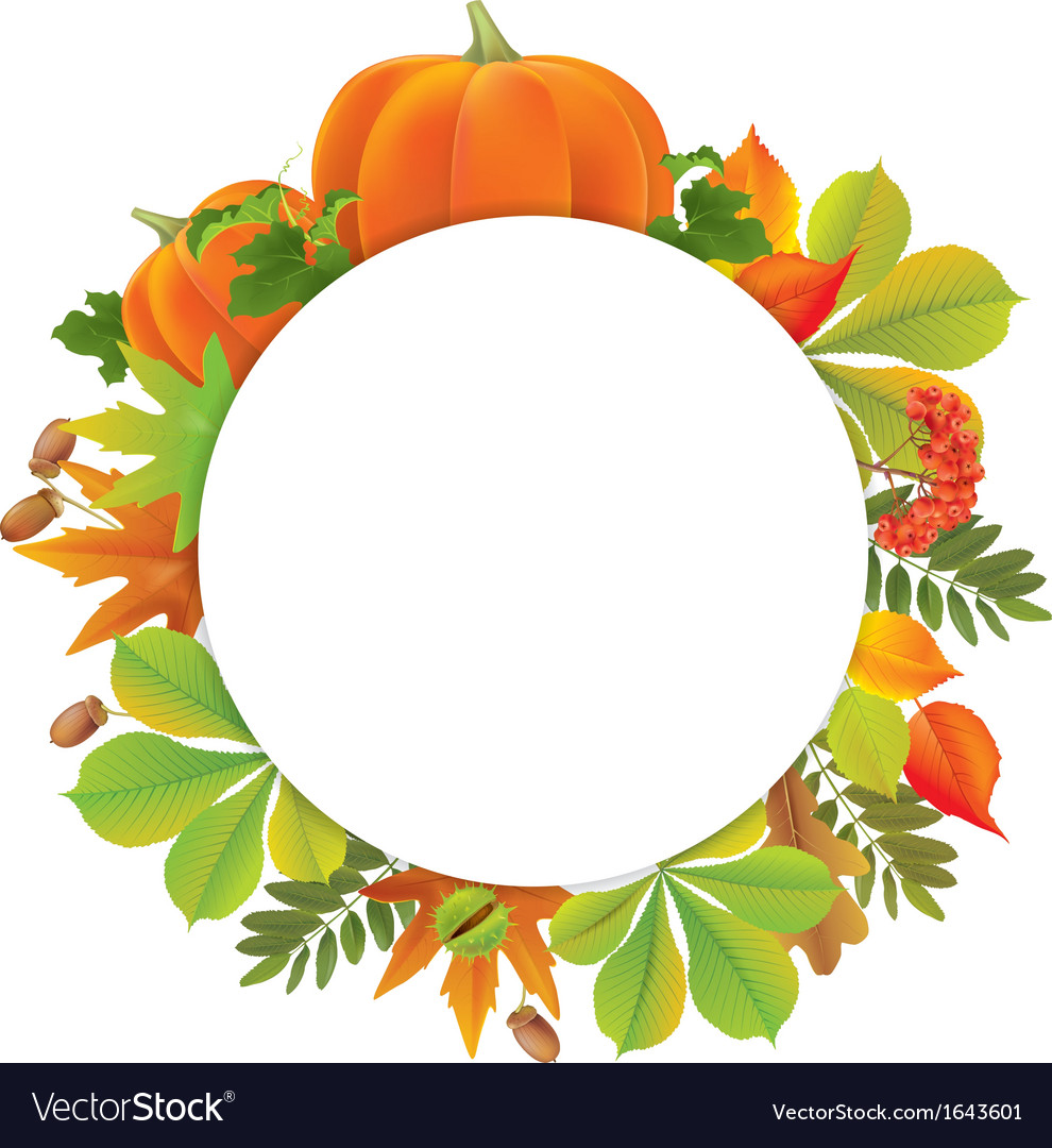 Autumn round banner with pumpkins Royalty Free Vector Image