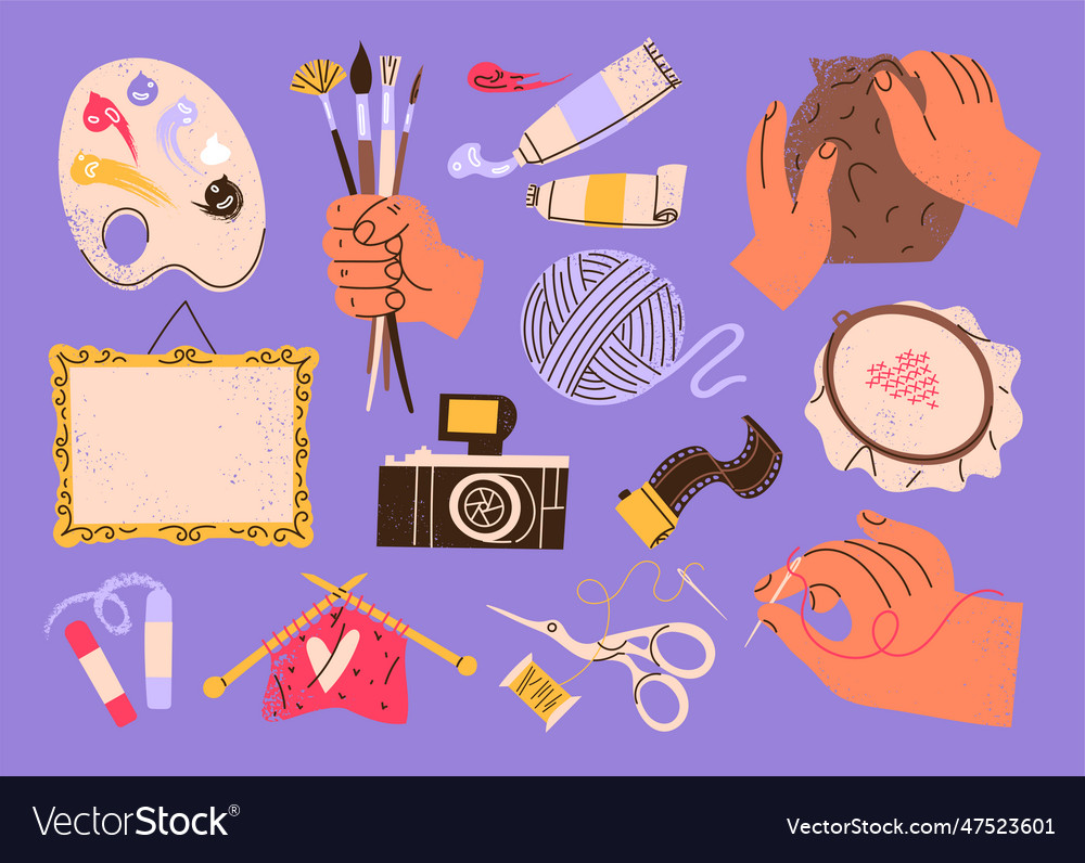 Creation supplies tools and hobby items Royalty Free Vector