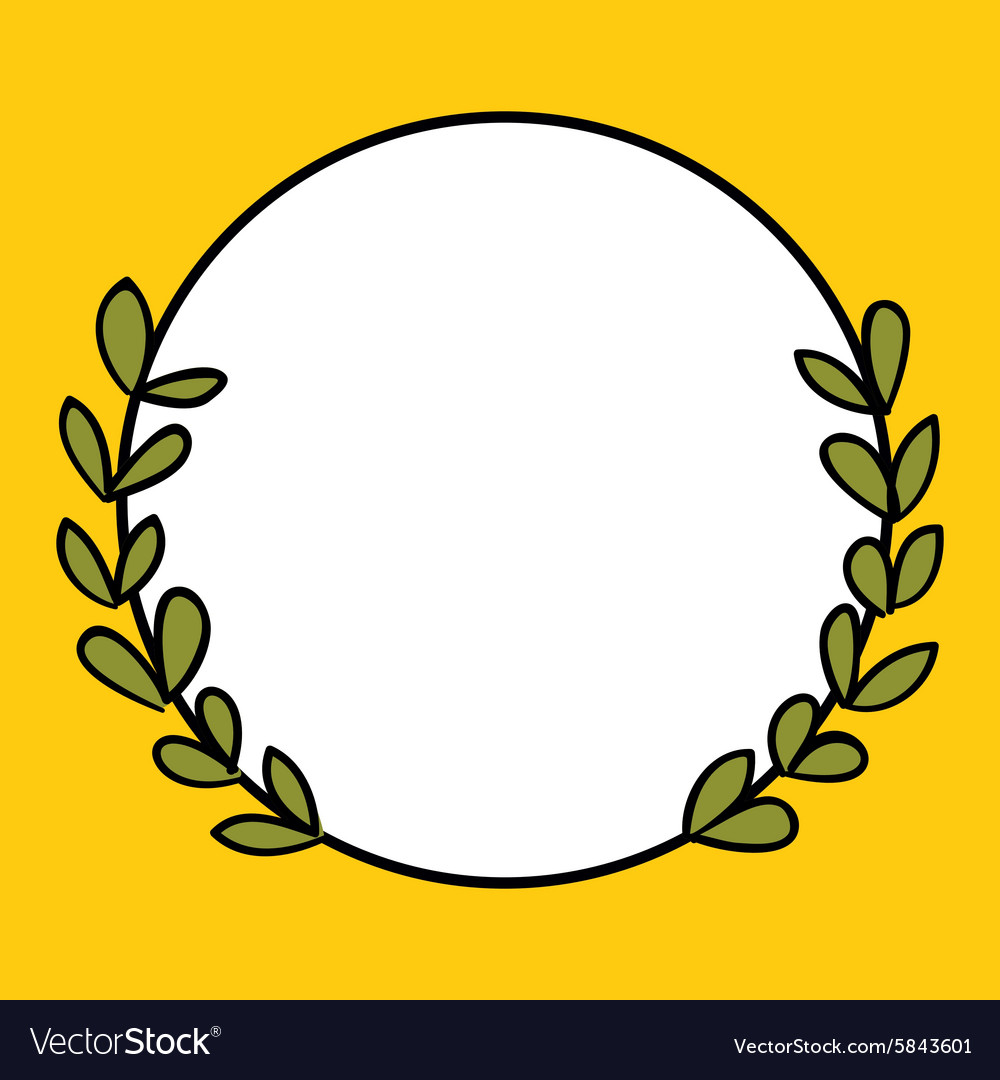 Laurel wreath photo frame on yellow background