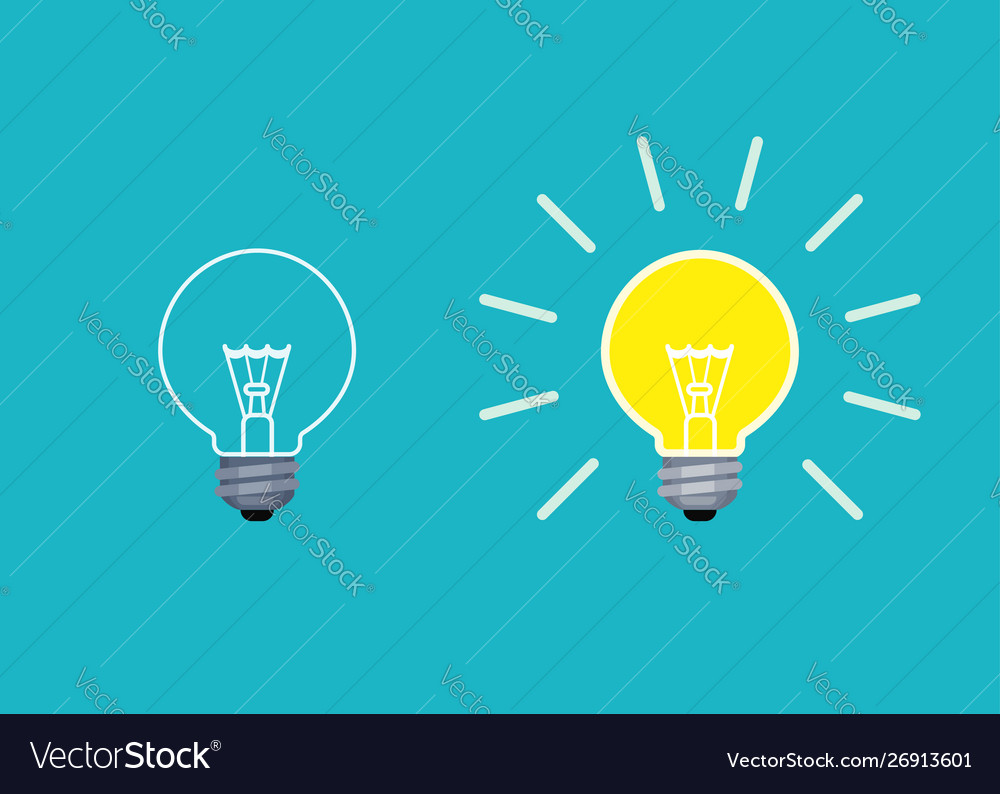 Light bulb on and off mode in flat style Vector Image