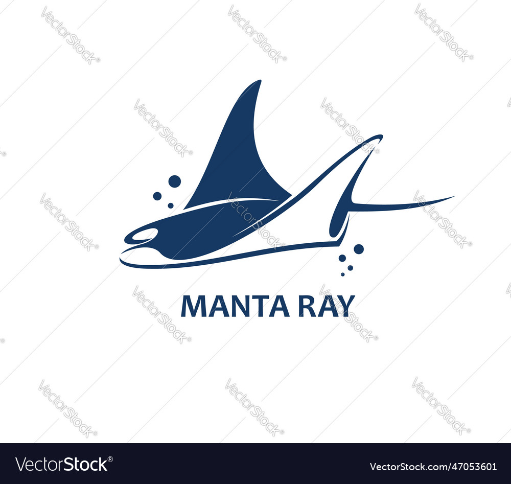 Manta ray animal oceanarium fish emblem or icon Vector Image