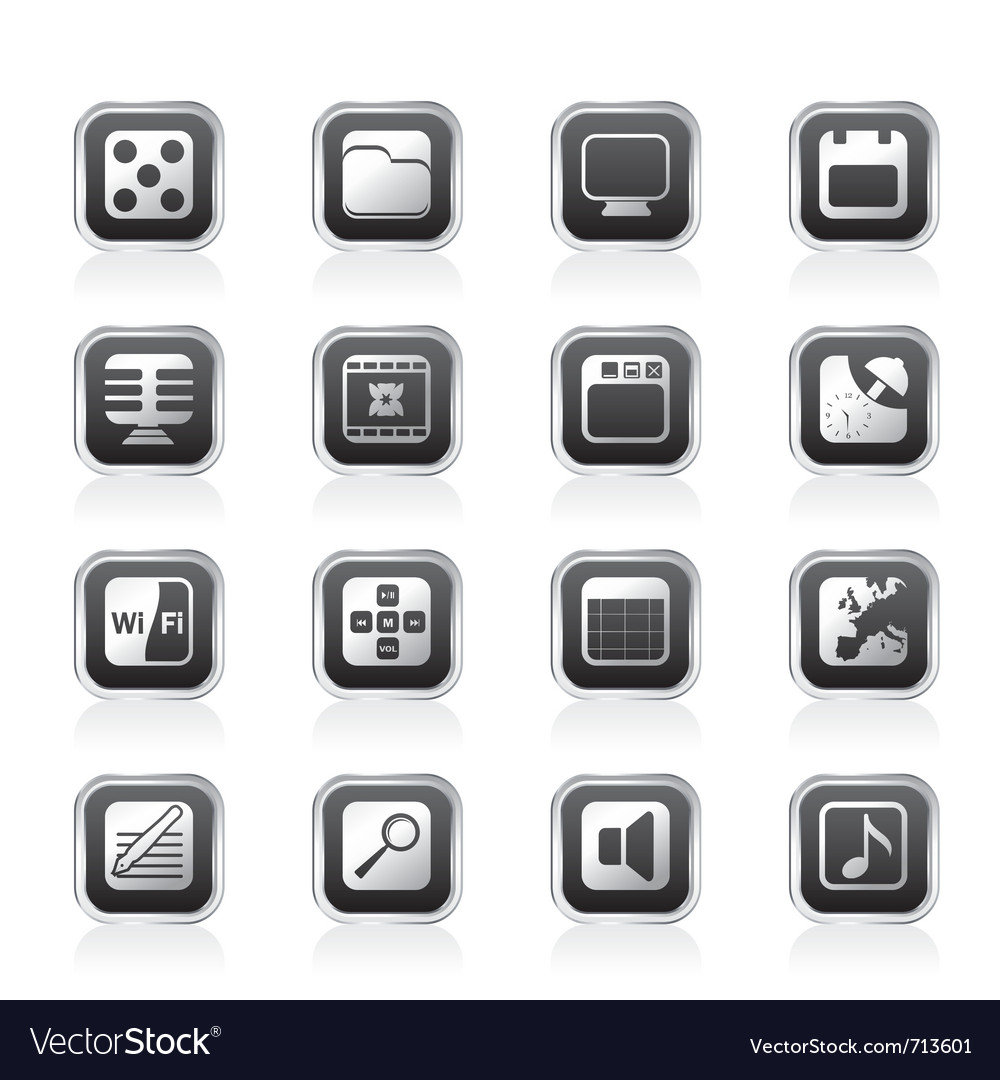 Phone performance and office icons Royalty Free Vector Image