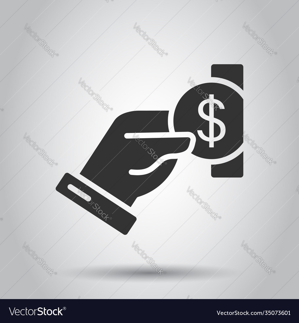 Remuneration icon in flat style money hand Vector Image