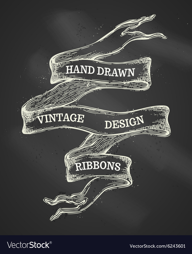 Vintage Chalk Ribbon Banner Royalty Free Vector Image