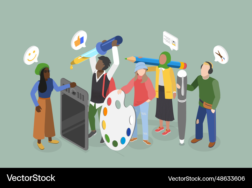 3d isometric flat conceptual Royalty Free Vector Image
