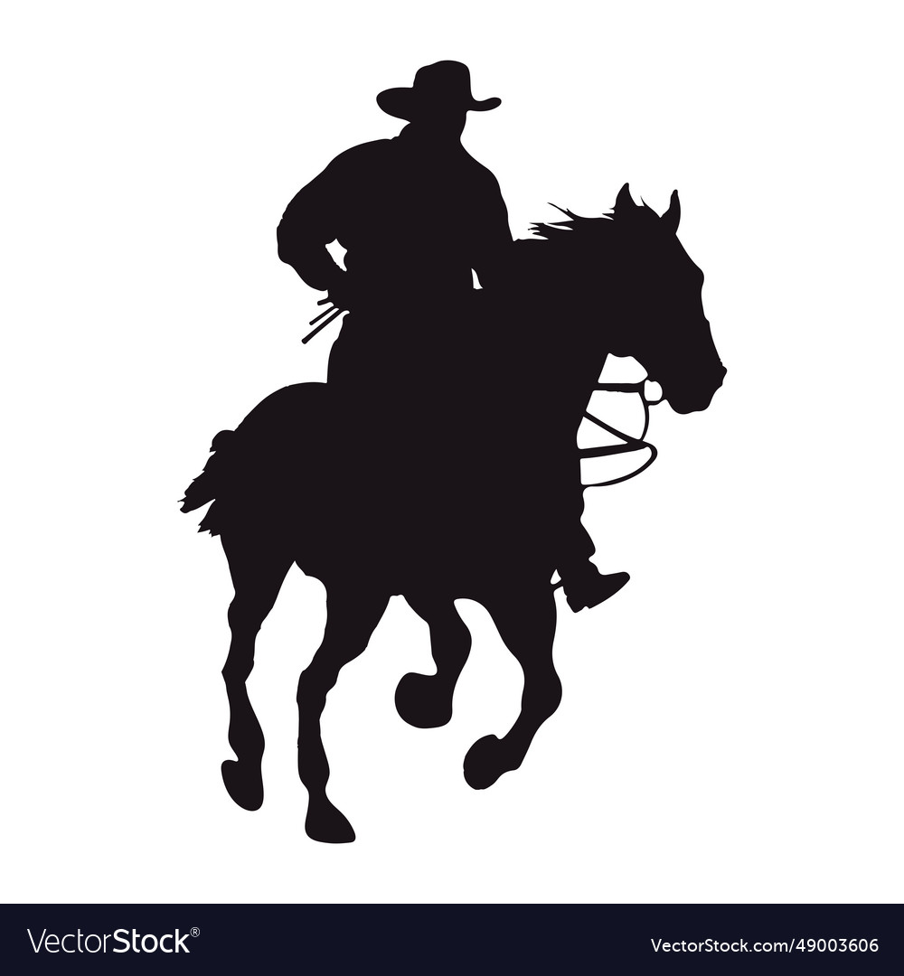 Cowboy silhouette in horse Royalty Free Vector Image