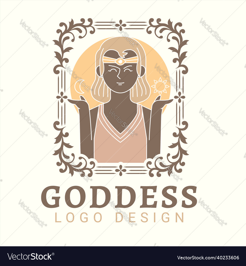 Goddess logo template flat design Royalty Free Vector Image