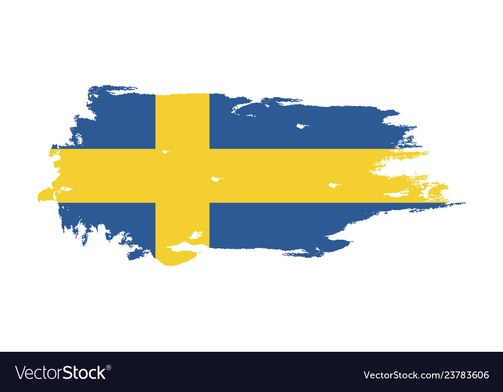 Grunge brush stroke with sweden national flag