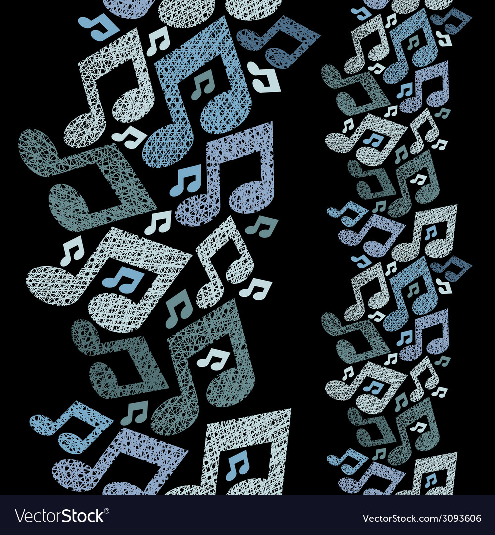 Music theme seamless pattern with notes vertical