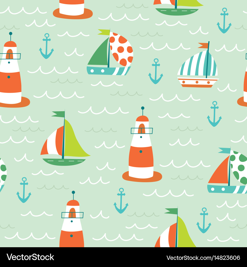 Nautical sea seamless pattern Royalty Free Vector Image