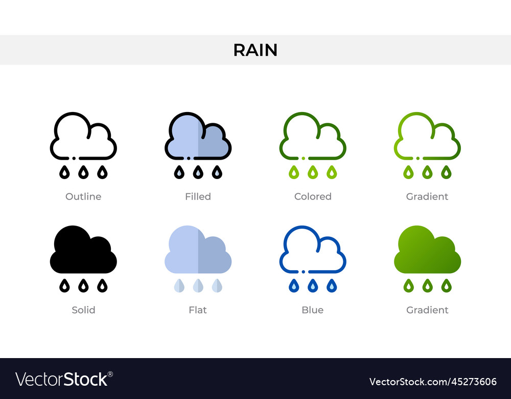 Rain icon in different style icons designed