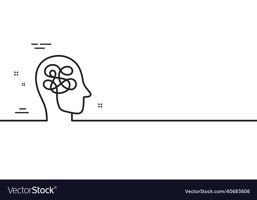 Stress line icon confused mind sign minimal line Vector Image