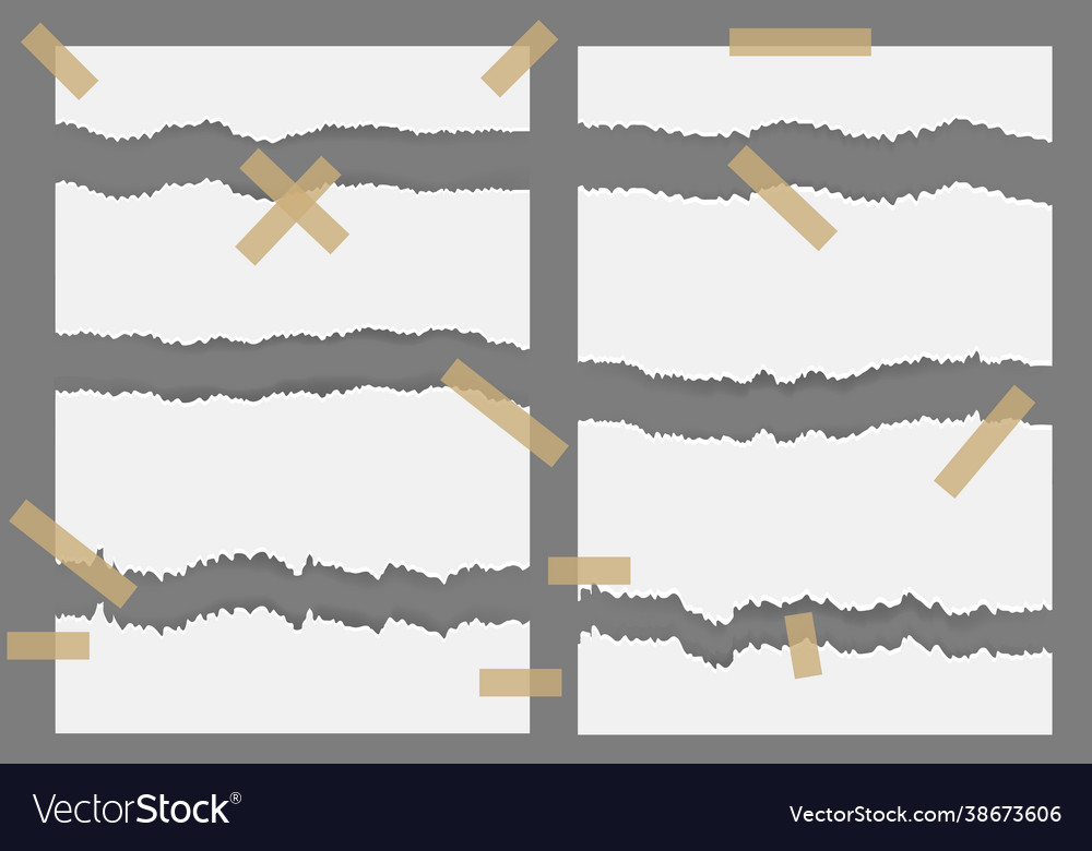 Torn ripped paper sheets with sticker