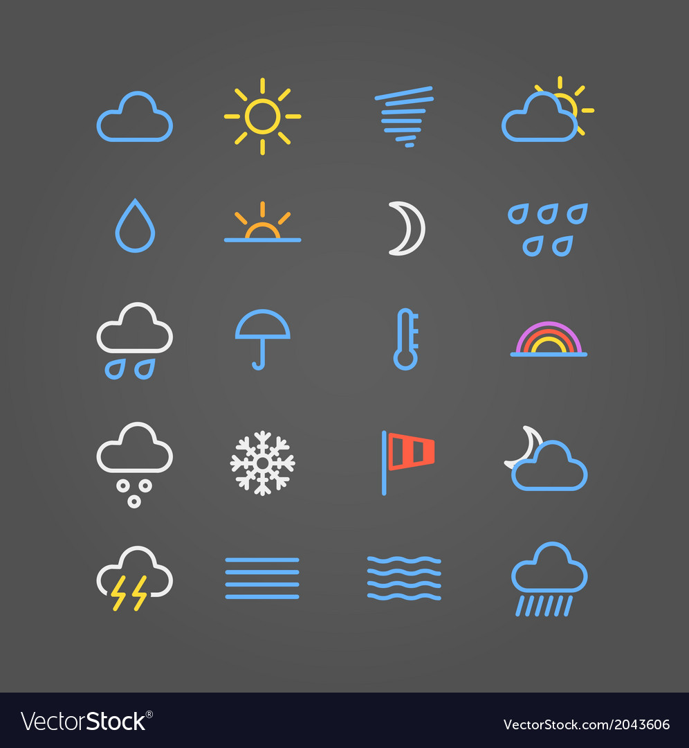 Weather forecast color web icons collection Vector Image