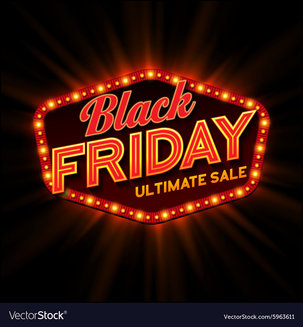Black Friday Retro Light Frame Royalty Free Vector Image Black Friday Retro Light Frame Vector Image