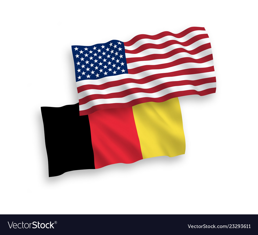 Flags of belgium and america on a white background