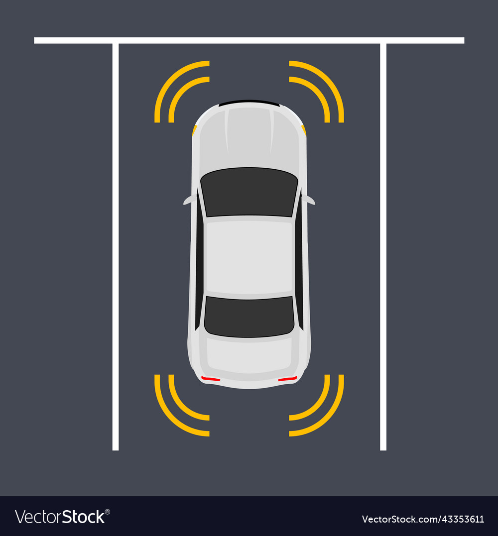 Parking smart car sensor autonomous view Vector Image