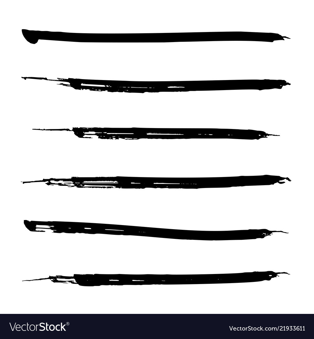 Set of black paint ink brush strokes lines