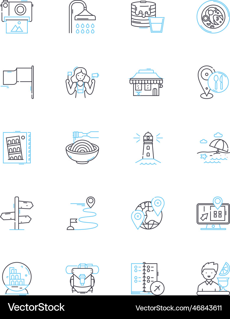 Transport linear icons set car bus train Vector Image