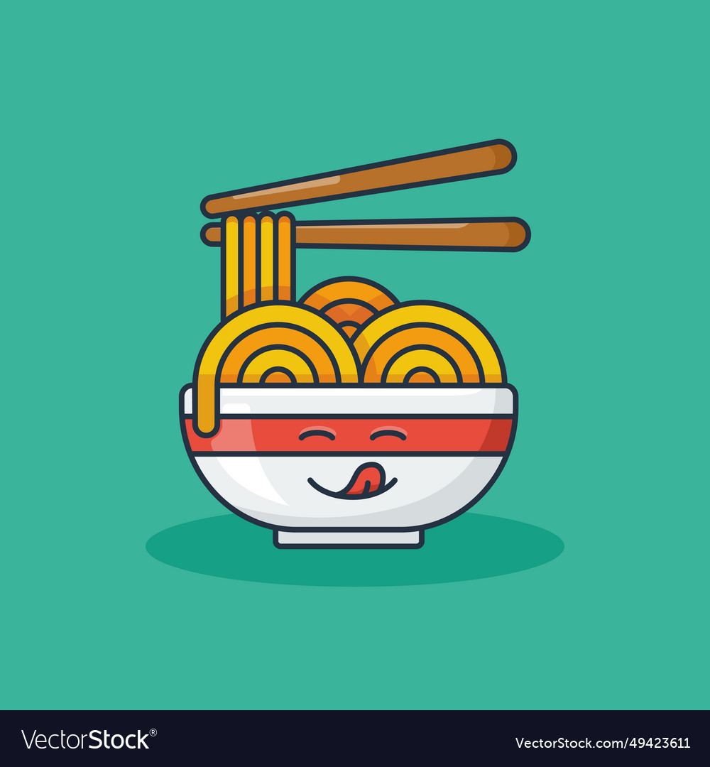 Unique cute noodle asian cuisine food Royalty Free Vector