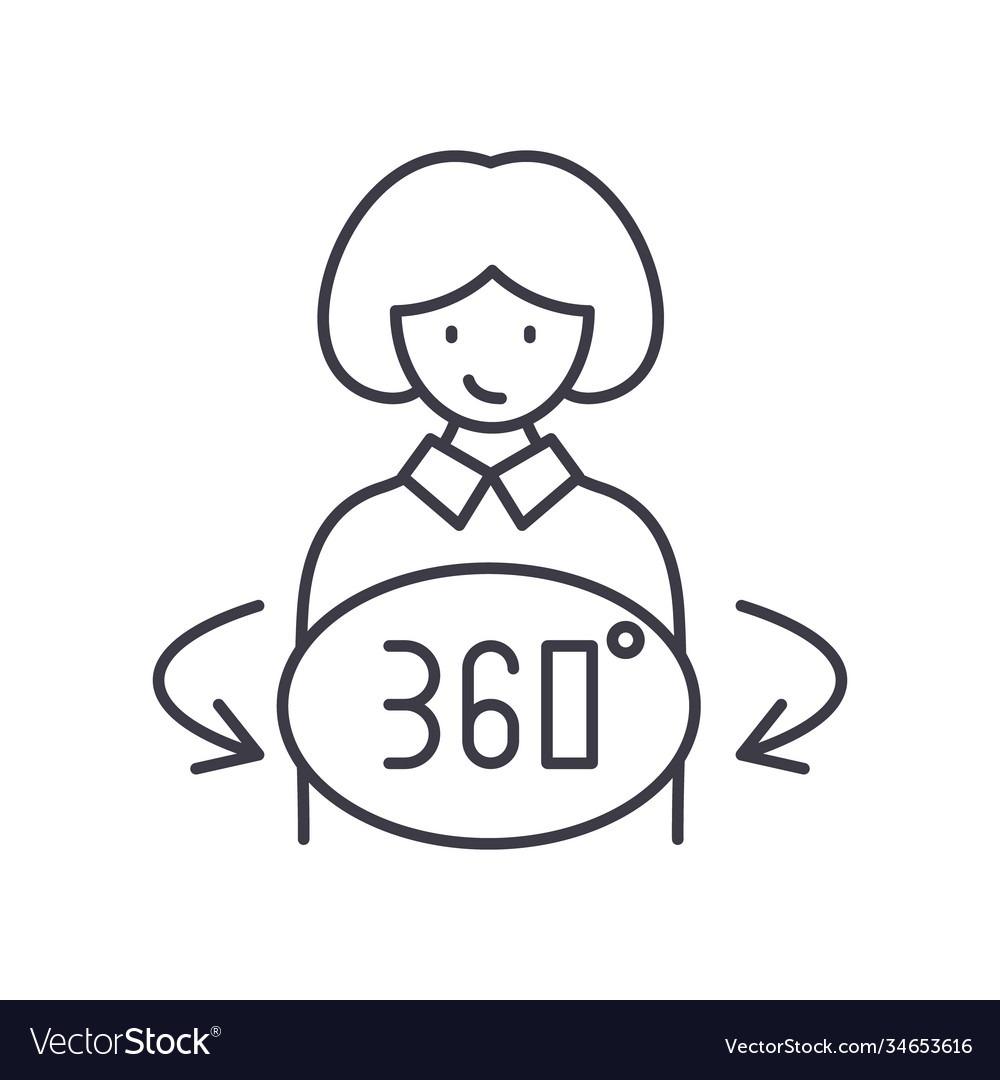 360 degree person icon linear isolated