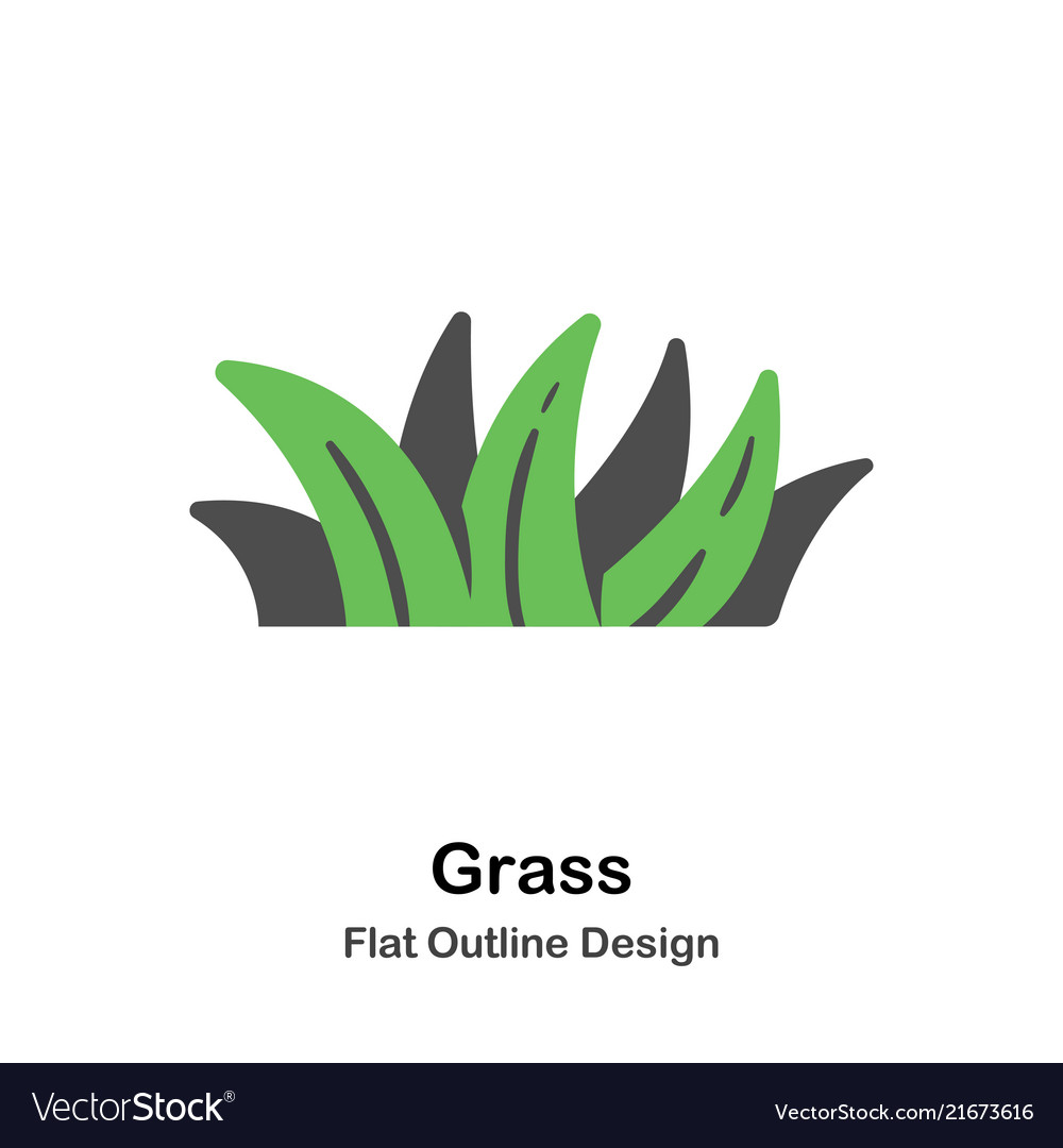 Grass Outline Flat Royalty Free Vector Image Vectorstock