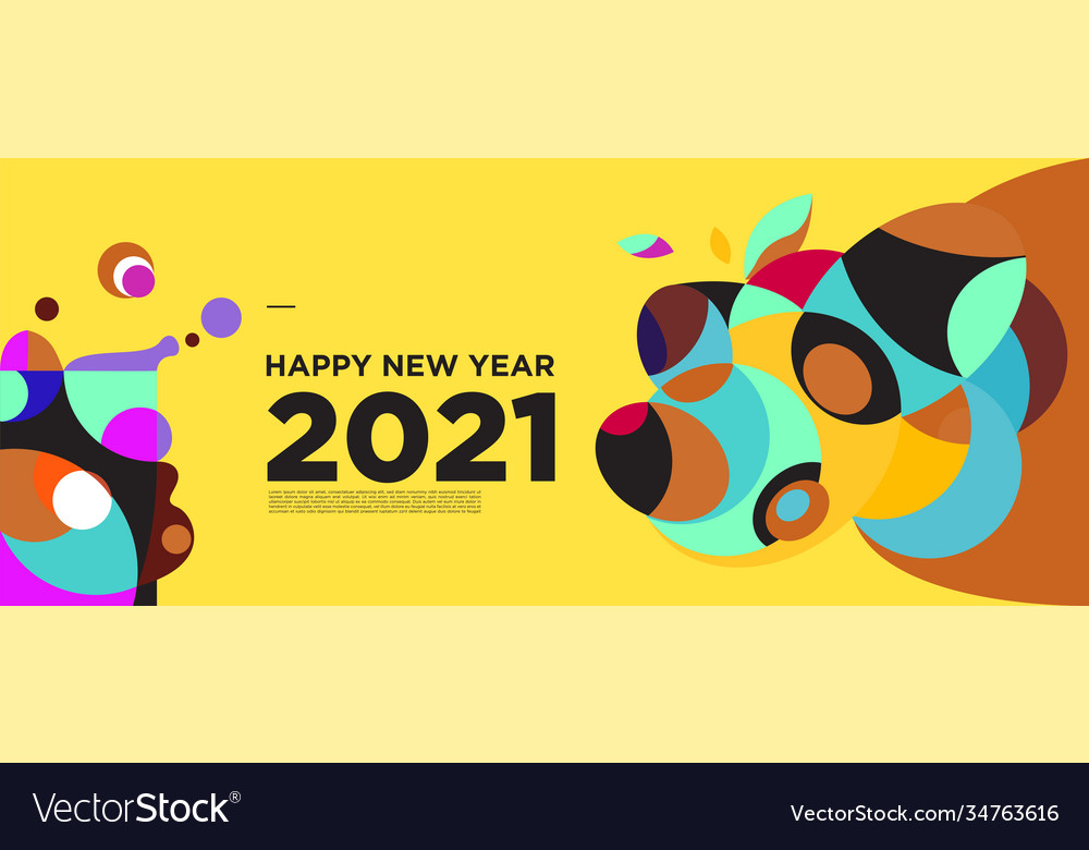 Happy new year 2021 greeting card banner colorful Vector Image