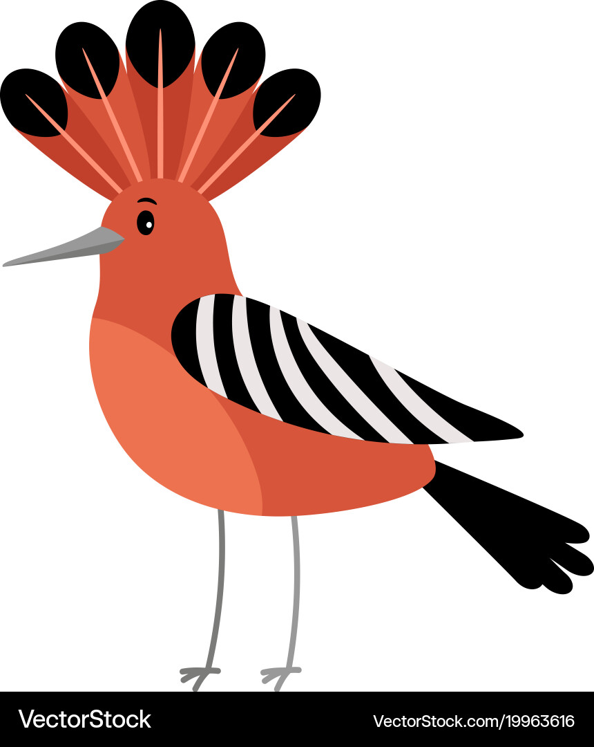 Hoopoe cartoon bird icon Royalty Free Vector Image