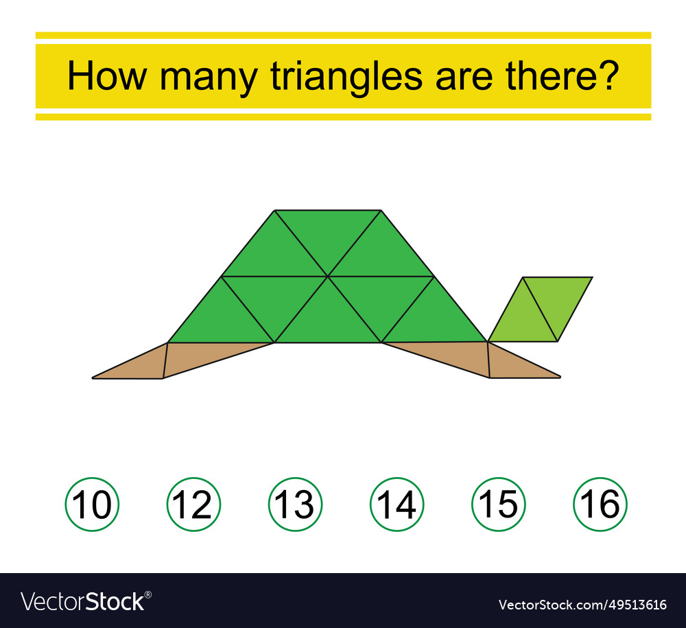 How many triangles are there math game for kids Vector Image