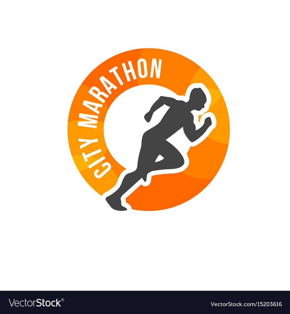 Running man silhouette marathon Royalty Free Vector Image