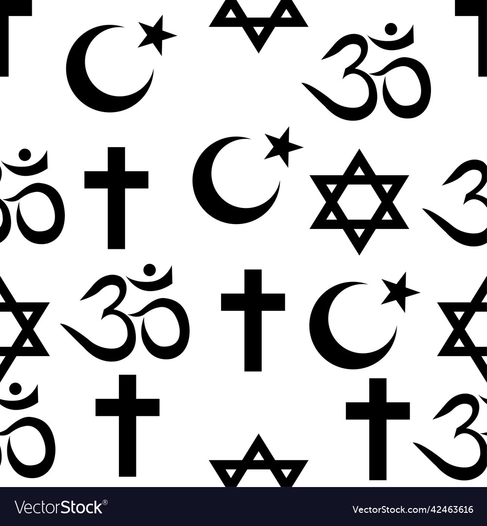 Seamless wallpaper pattern of religion symbols