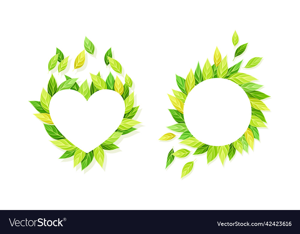 Shaped green leaf arrangement in heart and round