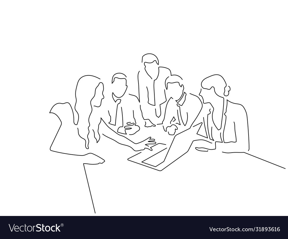 Teamwork line drawing design Royalty Free Vector Image