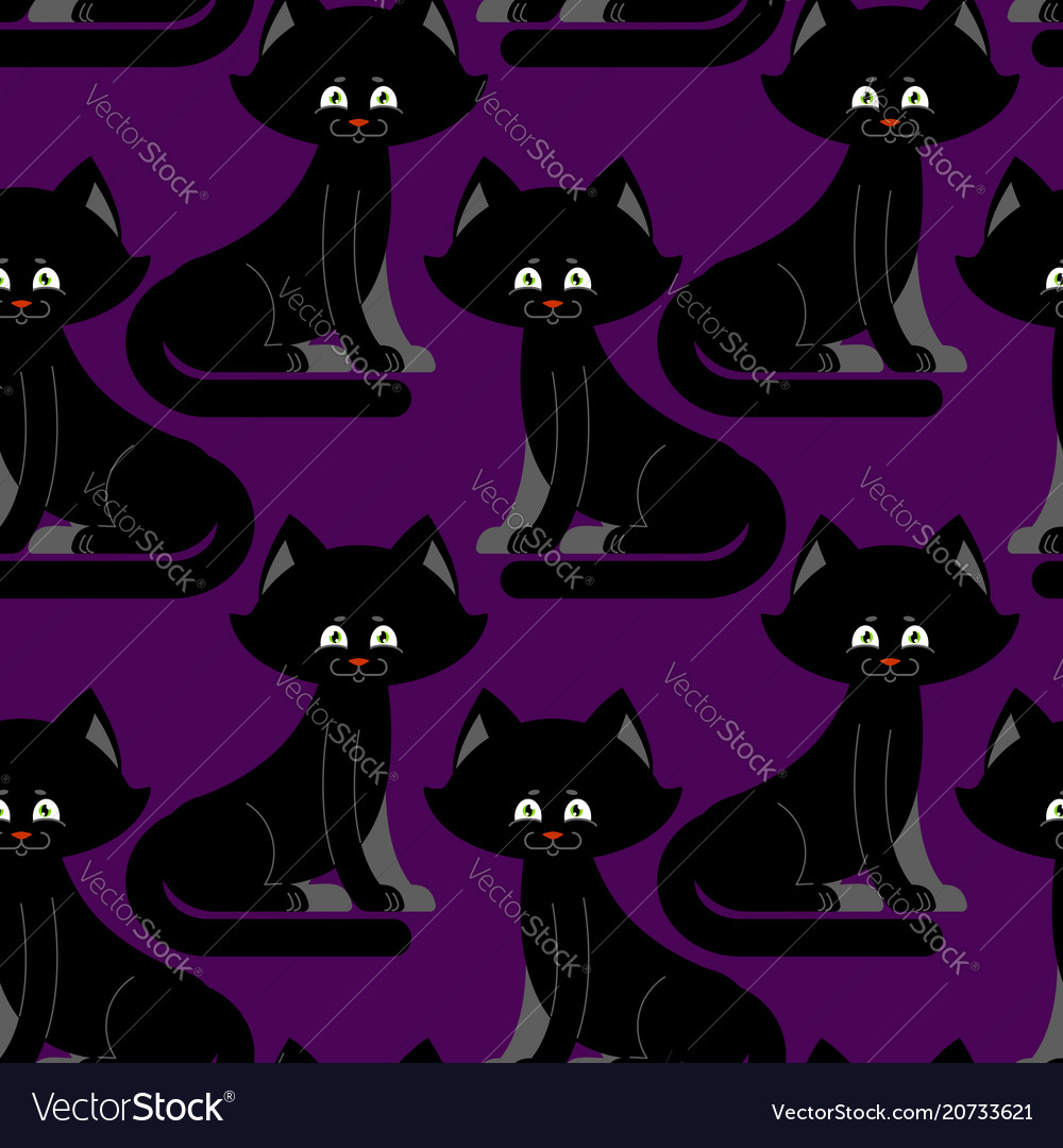 Black cat seamless pattern pet ornament animal Vector Image