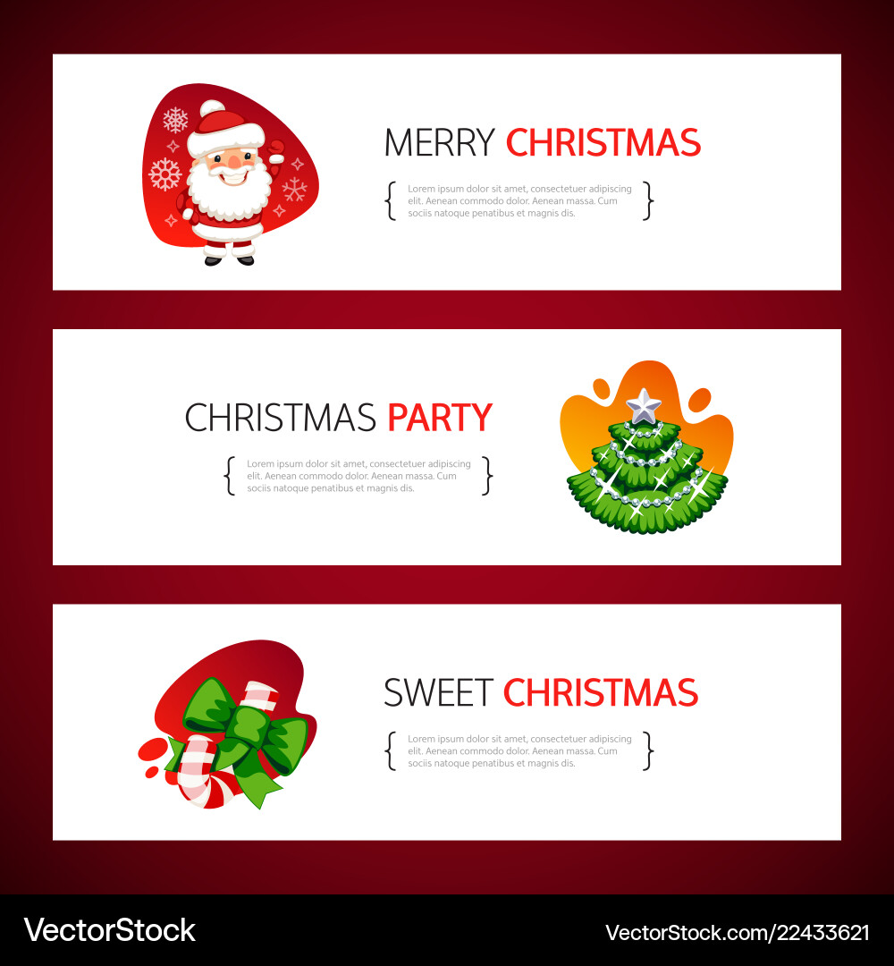 Christmas horizontal banners set Royalty Free Vector Image