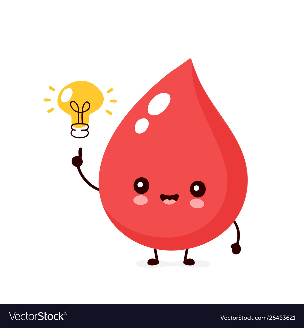 Cute happy smiling blood drop Royalty Free Vector Image