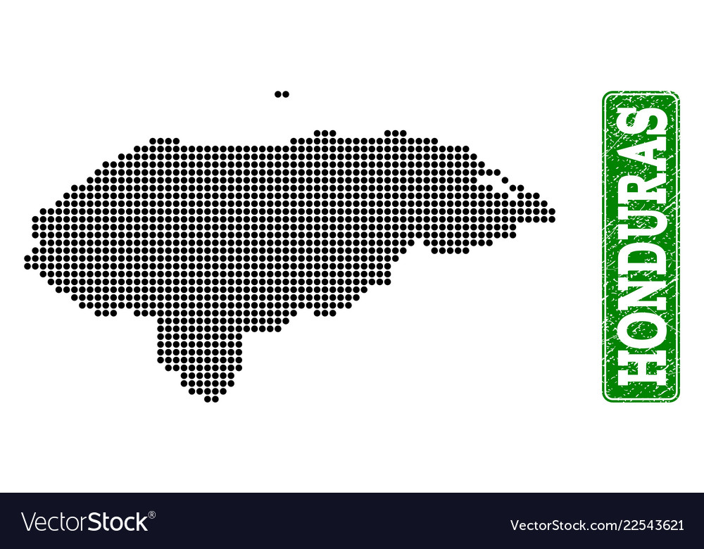 Dotted map of honduras and grunge rectangle