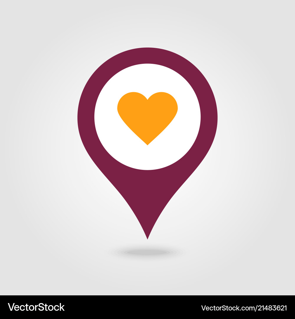 Heart pin map icon pointer markers Royalty Free Vector Image