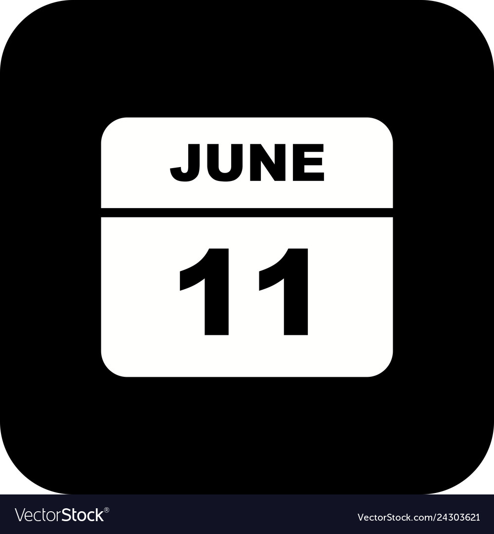 June 11th Date On A Single Day Calendar Royalty Free Vector