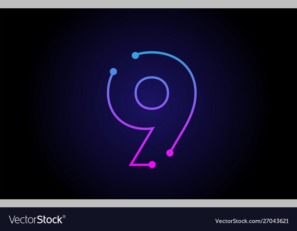 Number 9 logo icon design in pink blue colors