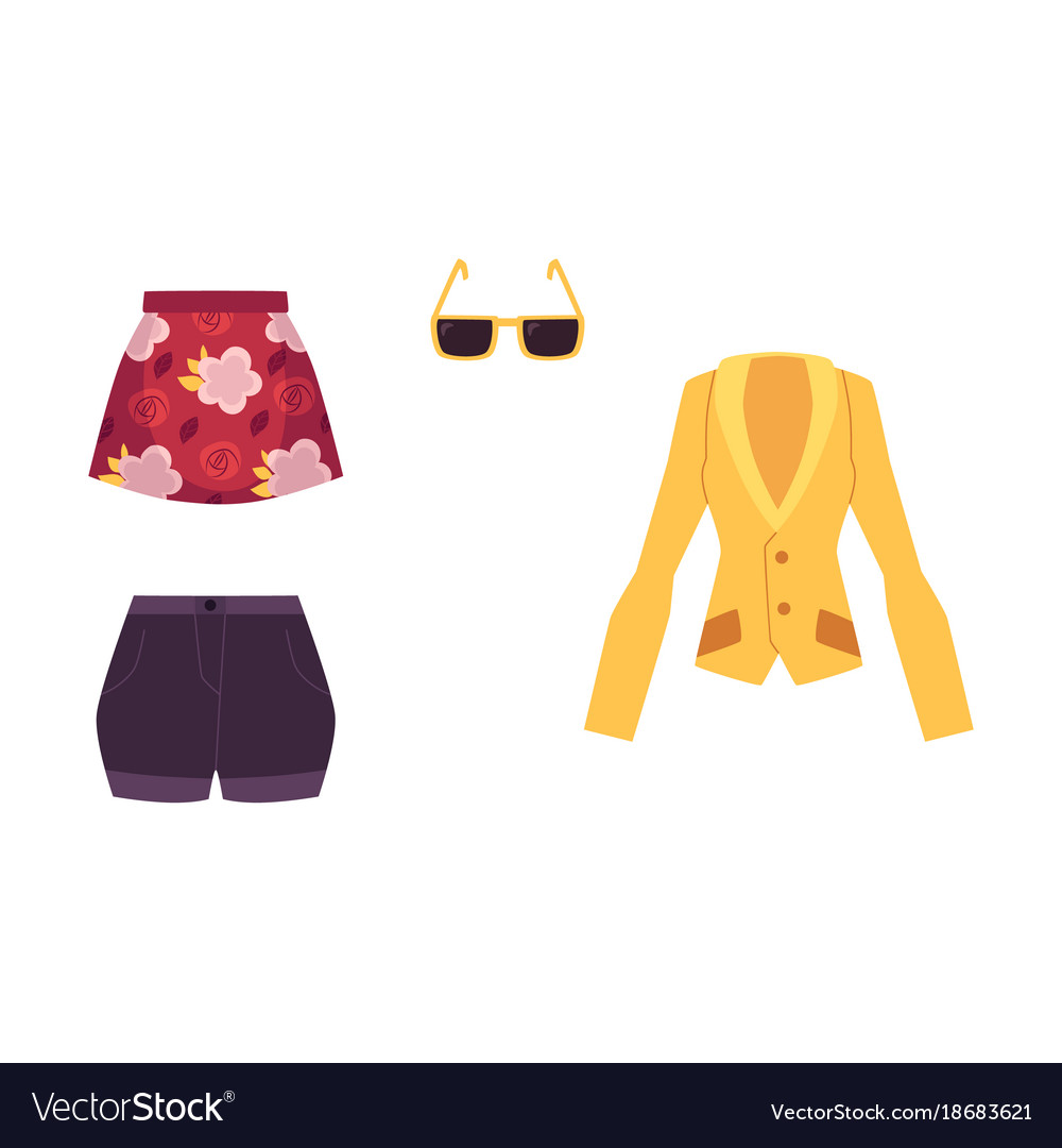 Summer outfit - jacket skirt shorts sunglasses