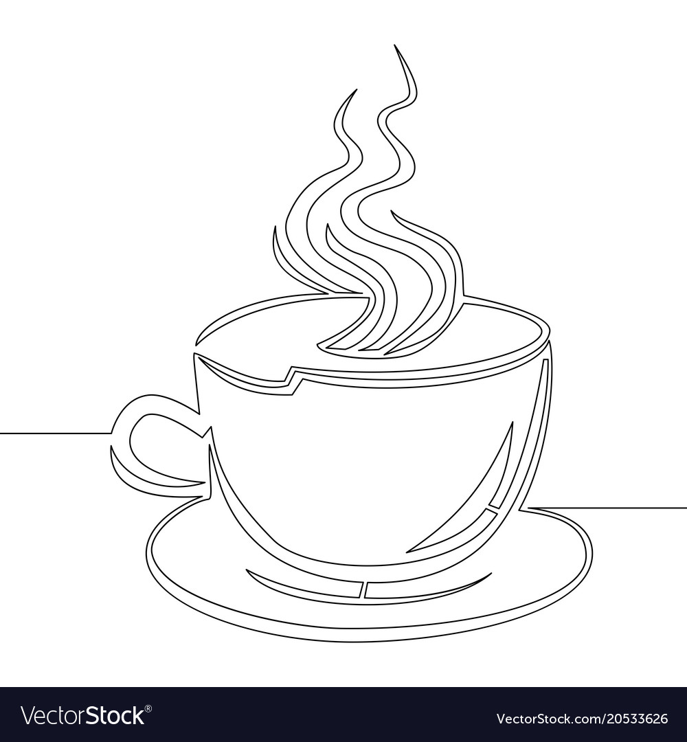 Continuous Line Drawing Cup Coffee Royalty Free Vector Image