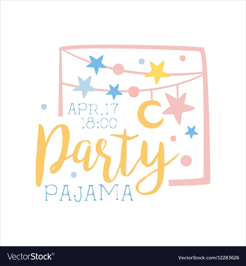 Girly Pajama Party Invitation Card Template Vector Image