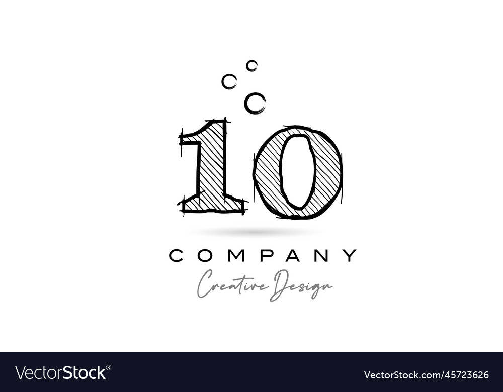 Hand Drawing Number 10 Logo Icon Design Royalty Free Vector