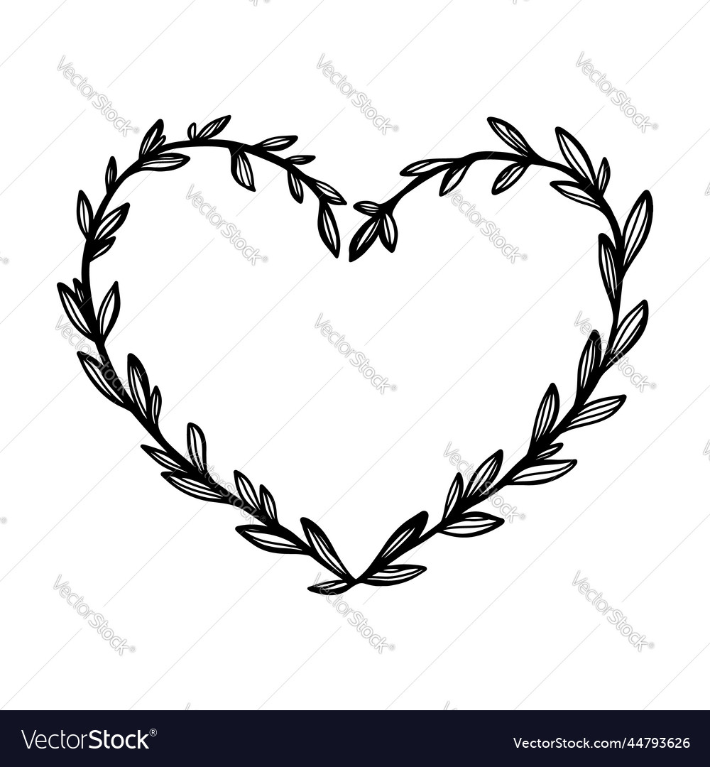 Hand drawn flourish heart design element vector image Hand drawn flourish heart design element